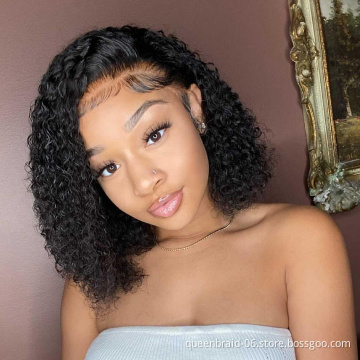 Short Bob Wigs Deep Wave Lace Frontal Human Hair Wigs Brazilian Virgin Human Hair Wigs Glueless Pre Plucked with Baby Hair